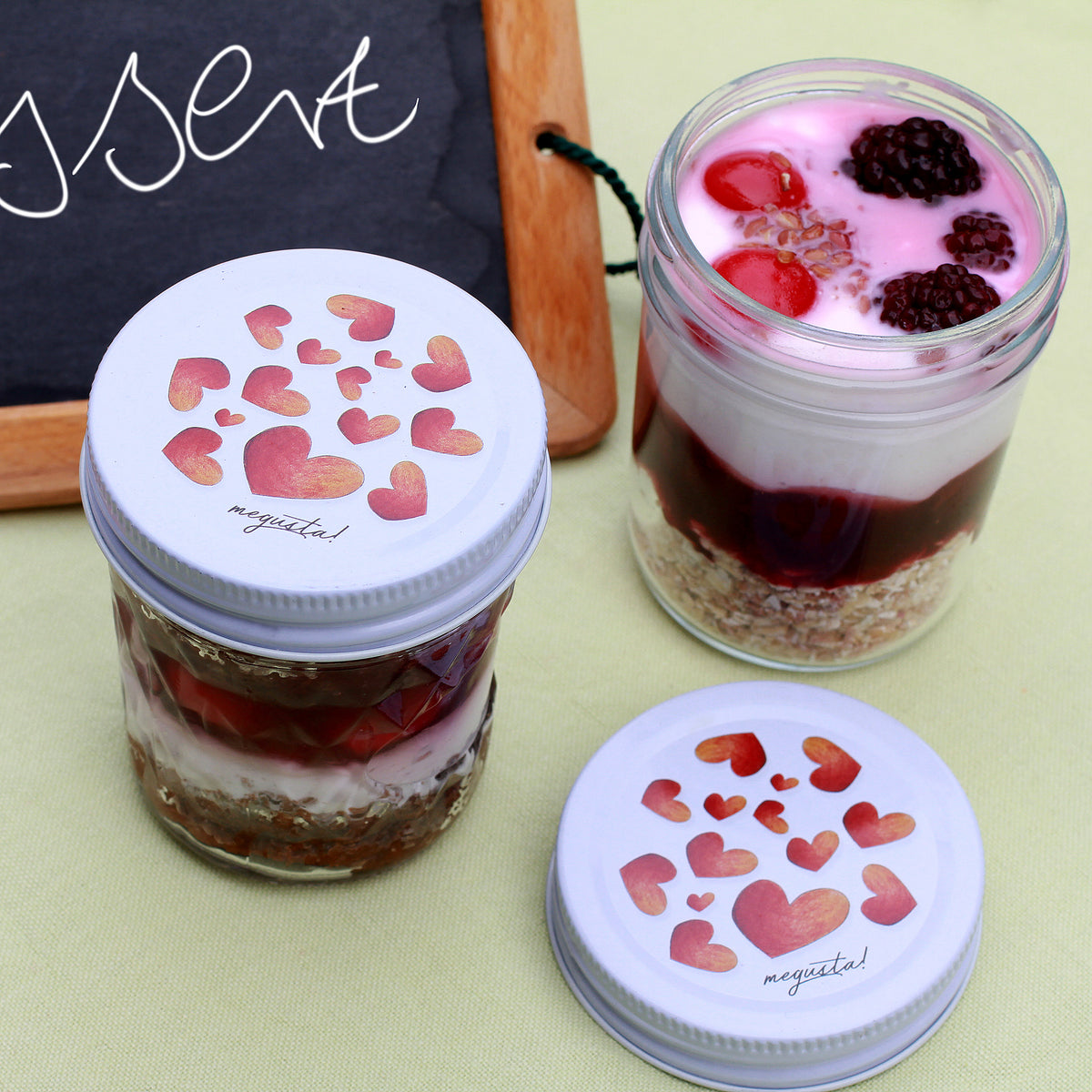 megusta!® 12 Einmachgläser Diamantmuster | 200 ml | Deckel Herzmuster | für Marmelade, Dessert, Kräuter, Tee, Wattepads