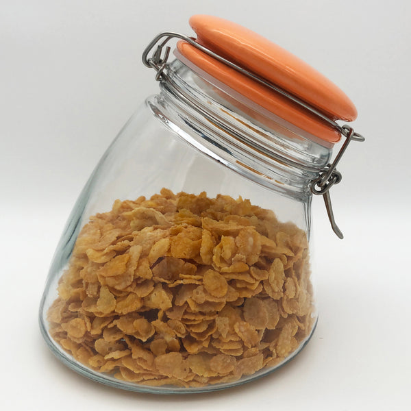 megusta® Vorratsglas 1200 ml | Deckel Keramik orange | Kaffeeglas, Müsliglas, Bonbonglas | luftdicht durch dicken Bügelverschluss + Silikonring