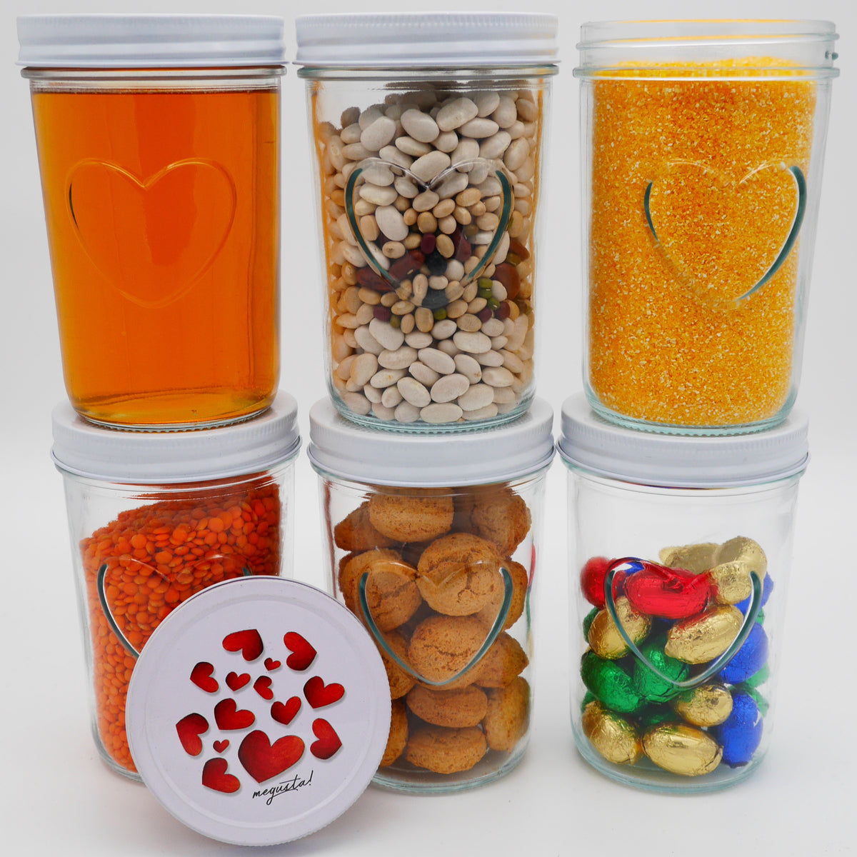megusta!® 6 Einmachgläser mit Herz im Glas | 500 ml | Deckel Herzmuster | Marmeladengläser, Gurkengläser, Vorratsgläser | Backen + Einfrieren