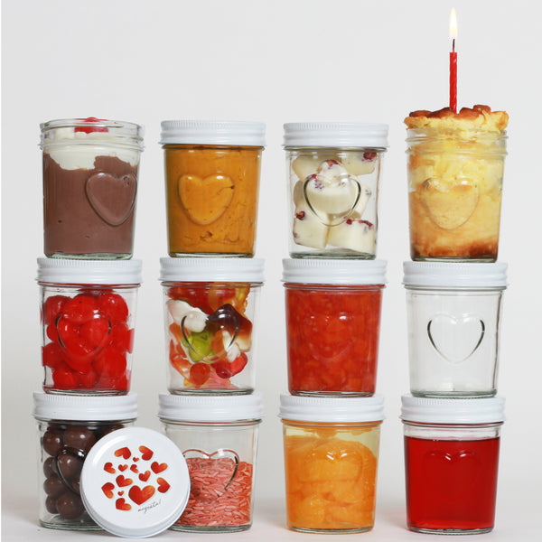megusta!® 12 Einmachgläser mit Herz im Glas | Herzdeckel | für Hochzeit, Geburtstag, Party | für Dessert, Marmelade, Kräuter