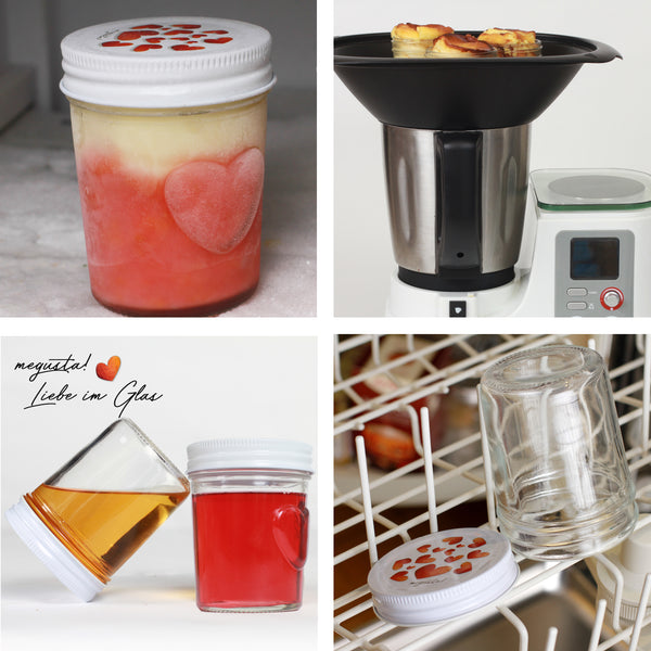 megusta!® 12 Einmachgläser mit Herz im Glas | Herzdeckel | für Hochzeit, Geburtstag, Party | für Dessert, Marmelade, Kräuter