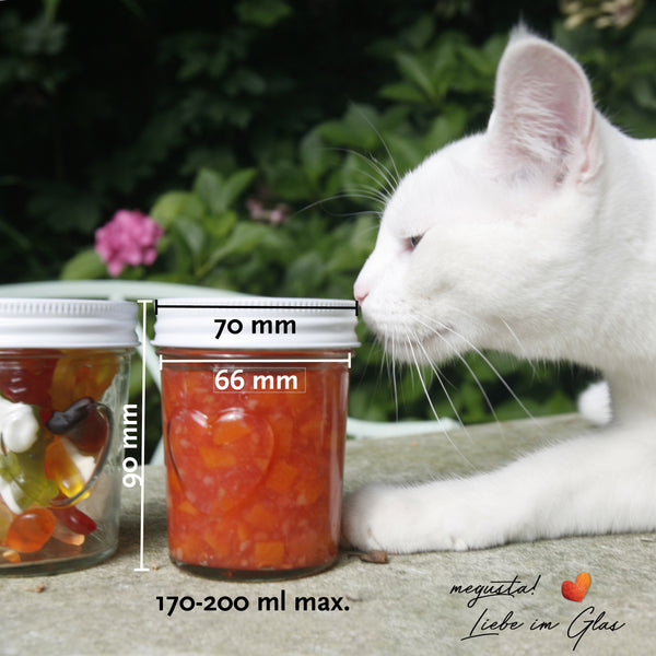 megusta!® 12 Einmachgläser mit Herz im Glas | Schraubdeckel weiß | für Hochzeit, Party, Geburtstag | für Marmelade, Dessert, Kräuter